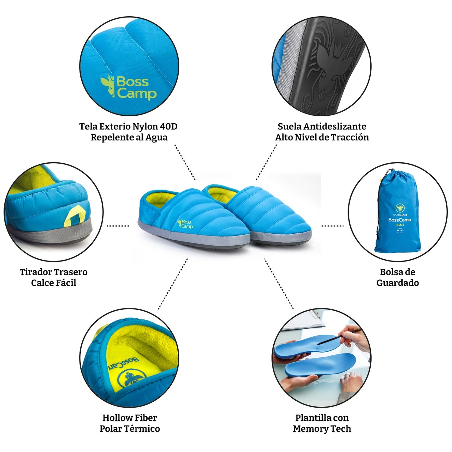 Pantufla Térmica SoftShoes Quintay Adulto Azul
