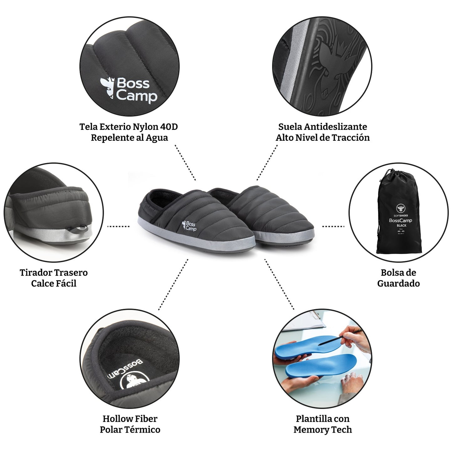 Pantufla Térmica SoftShoes Quintay Adulto Negro