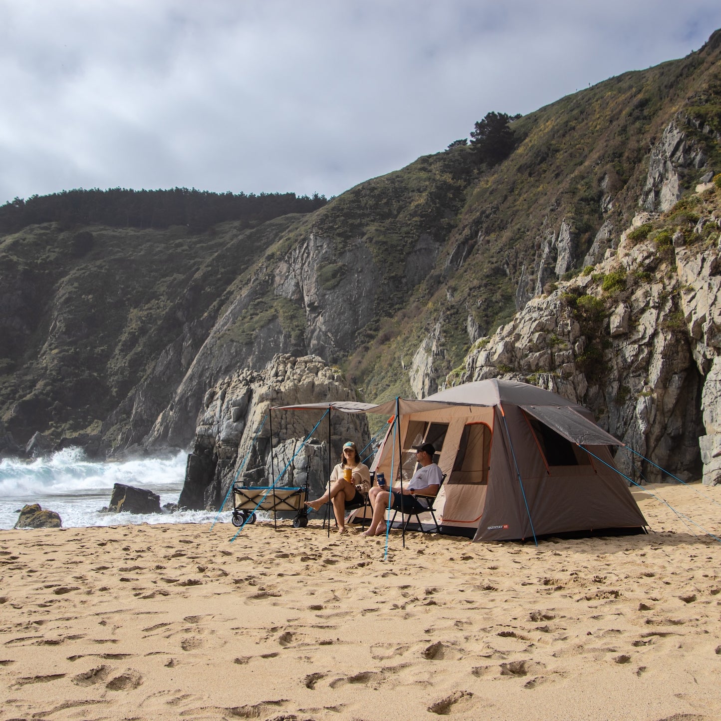 Carpa Camping Quintay 6 Personas 3000 Mm Cubre Techo Largo Toldo Extendido