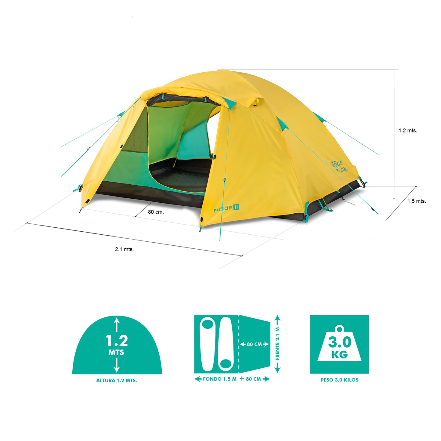 Carpa Técnica Puelche II, 2 Personas 4.000 mm