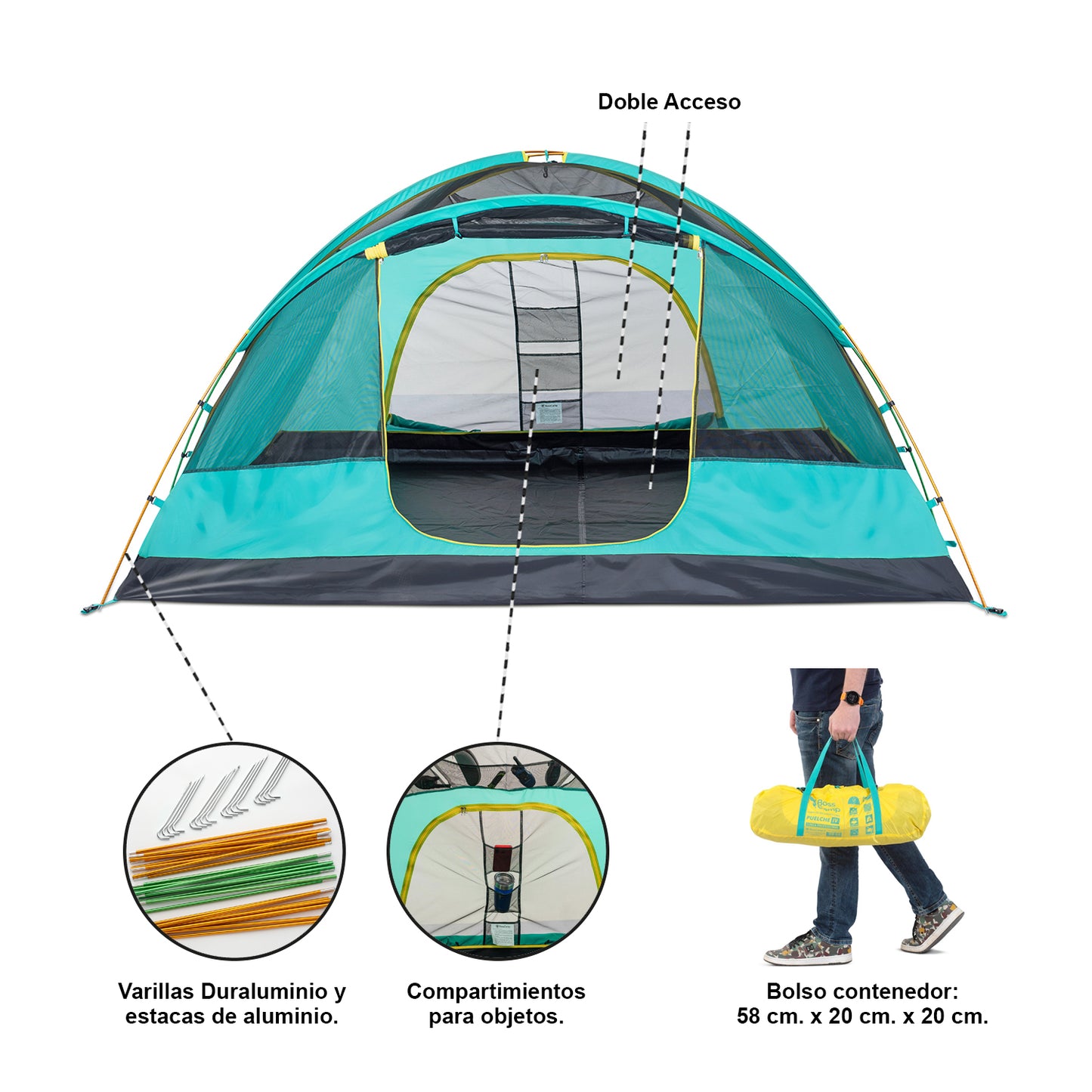 Carpa Técnica Puelche IV, 4 Personas 4000mm