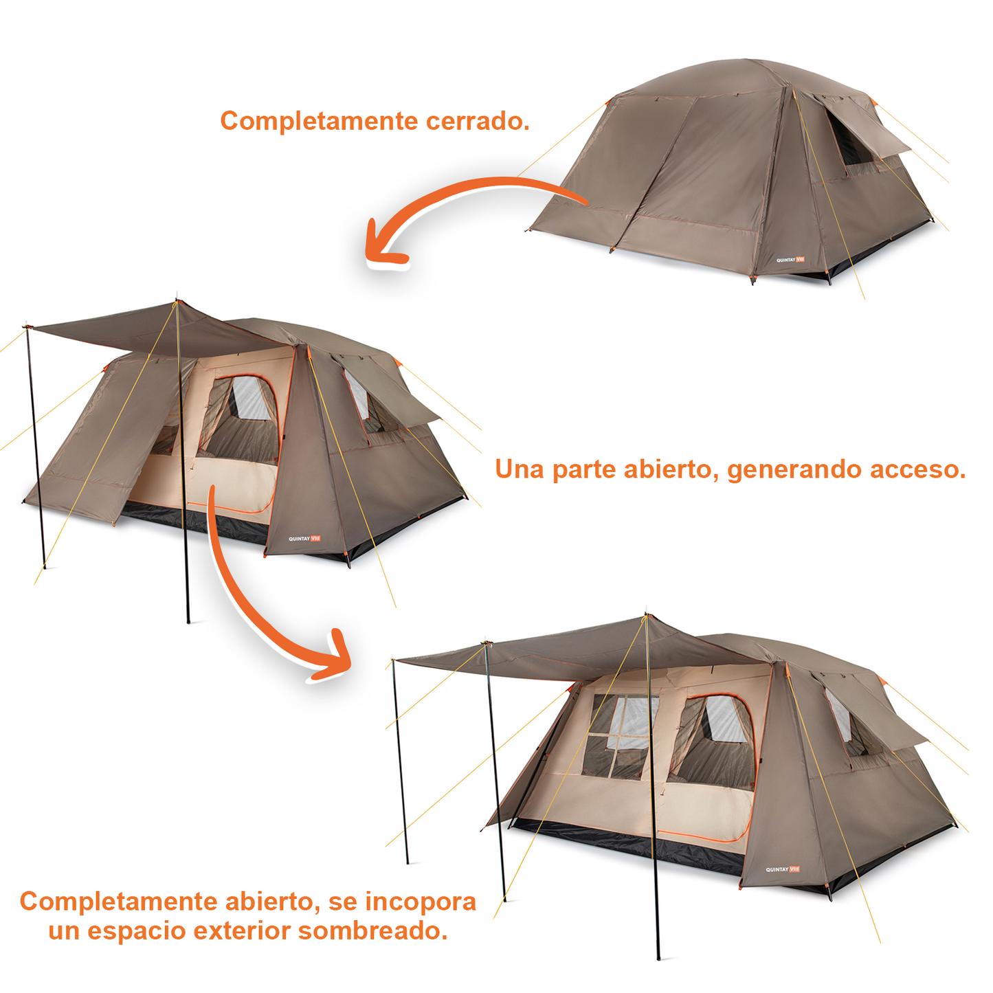 Carpa Quintay VIII 8 Personas 3000 Mm Cubre Techo Largo Toldo Extendido