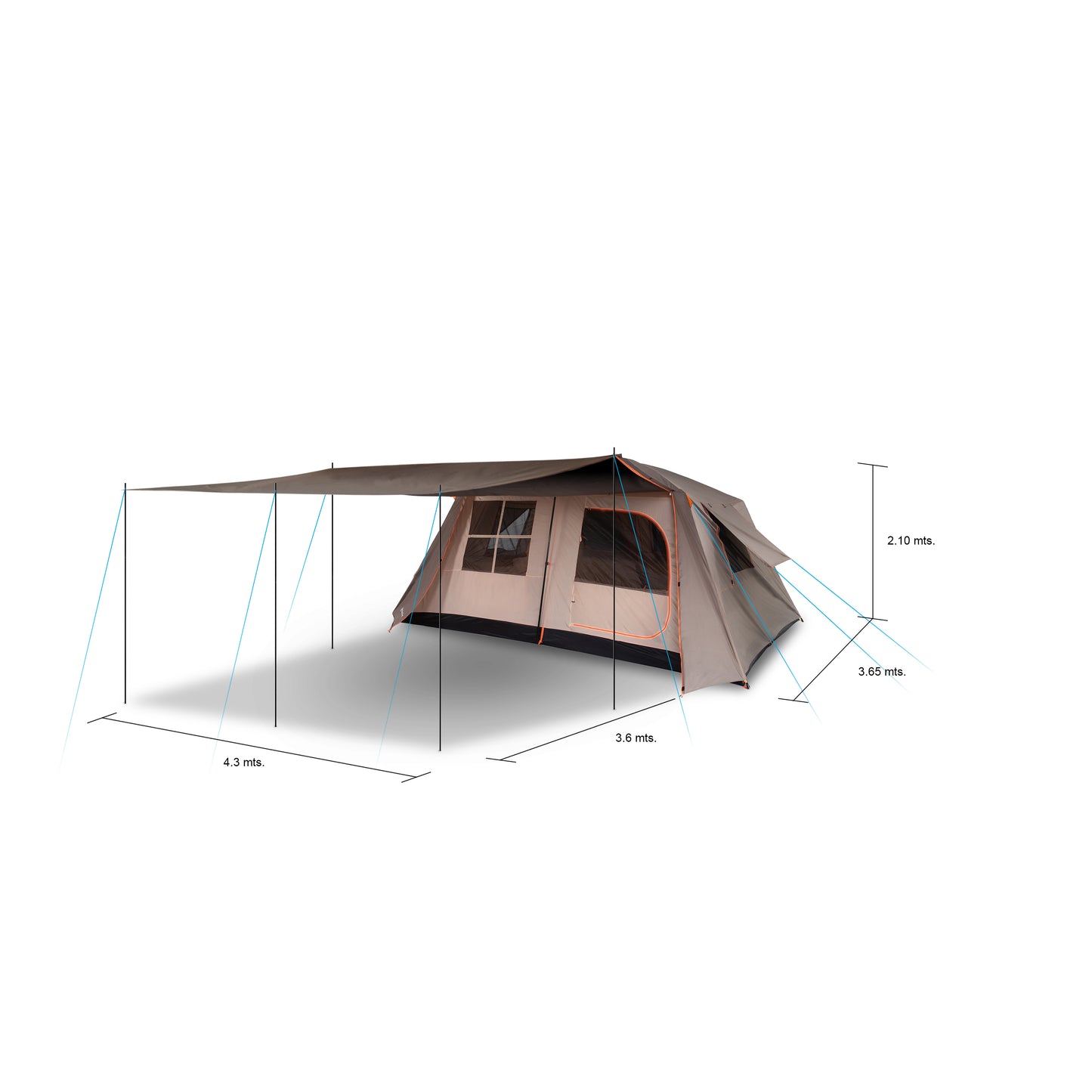 Carpa Quintay XII 12 Personas 3000 Mm Cubre Techo Largo Toldo Extendido