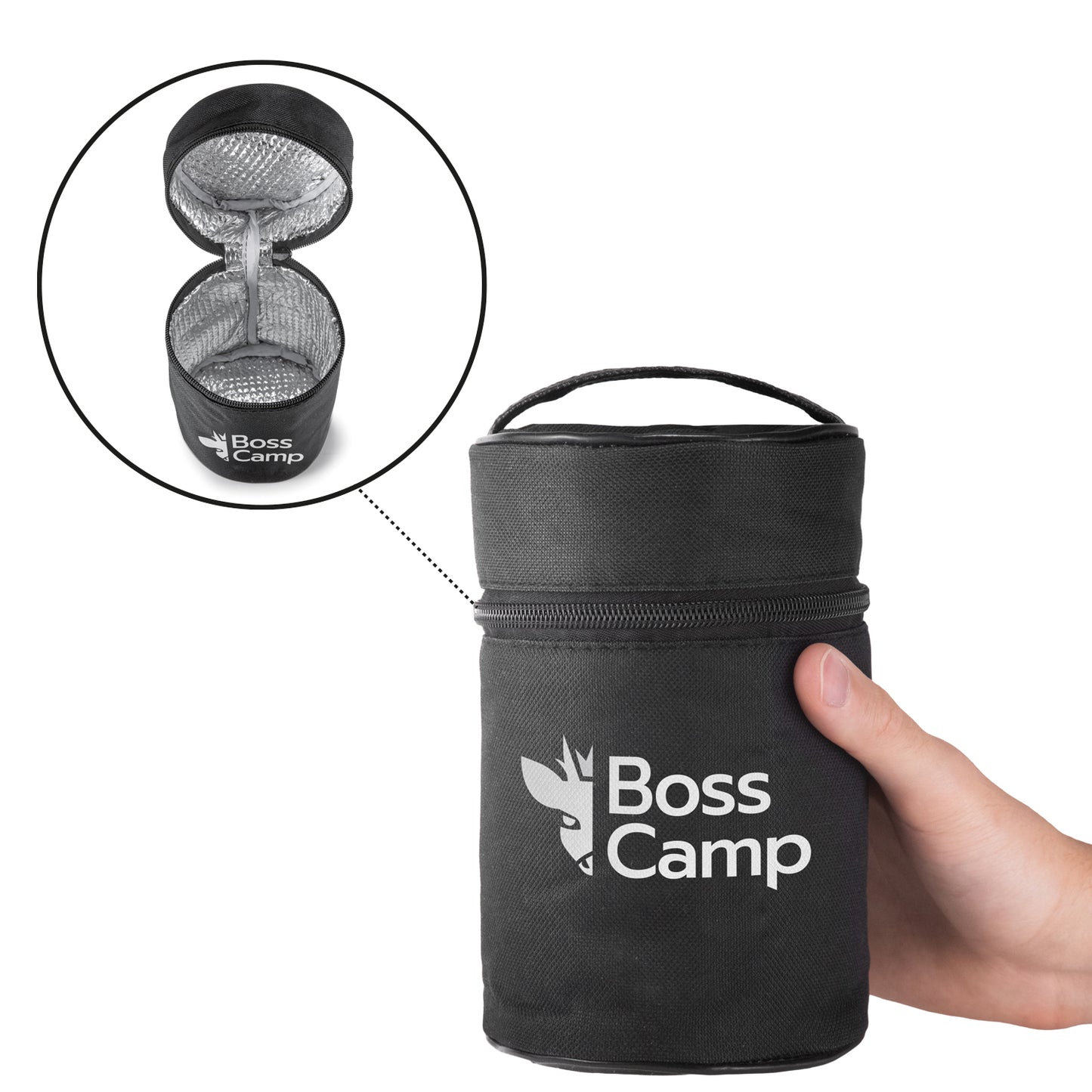 Termo Comida BossCamp 500 ml Negro Acero Inox Bolso Cuchara