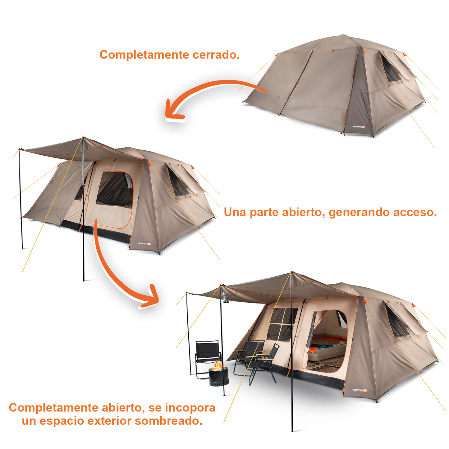 Carpa Quintay XII 12 Personas 3000 Mm Cubre Techo Largo Toldo Extendido