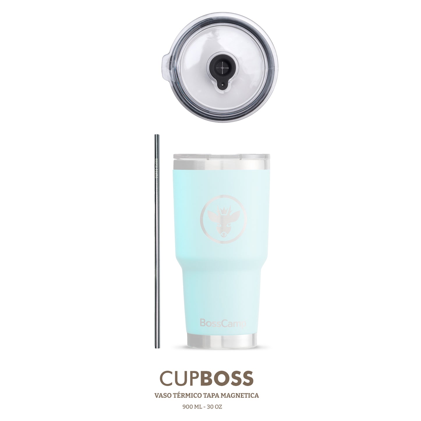Tapa Vaso Térmico 900 ML + Bombilla Metálica