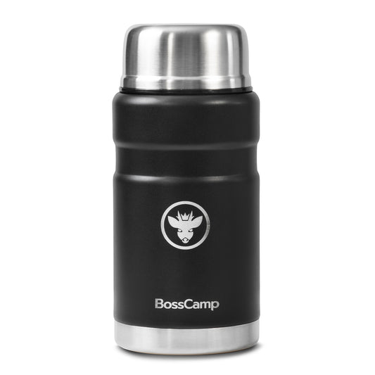 Termo Comida BossCamp 750 ml Negro Acero Inox Bolso Cuchara