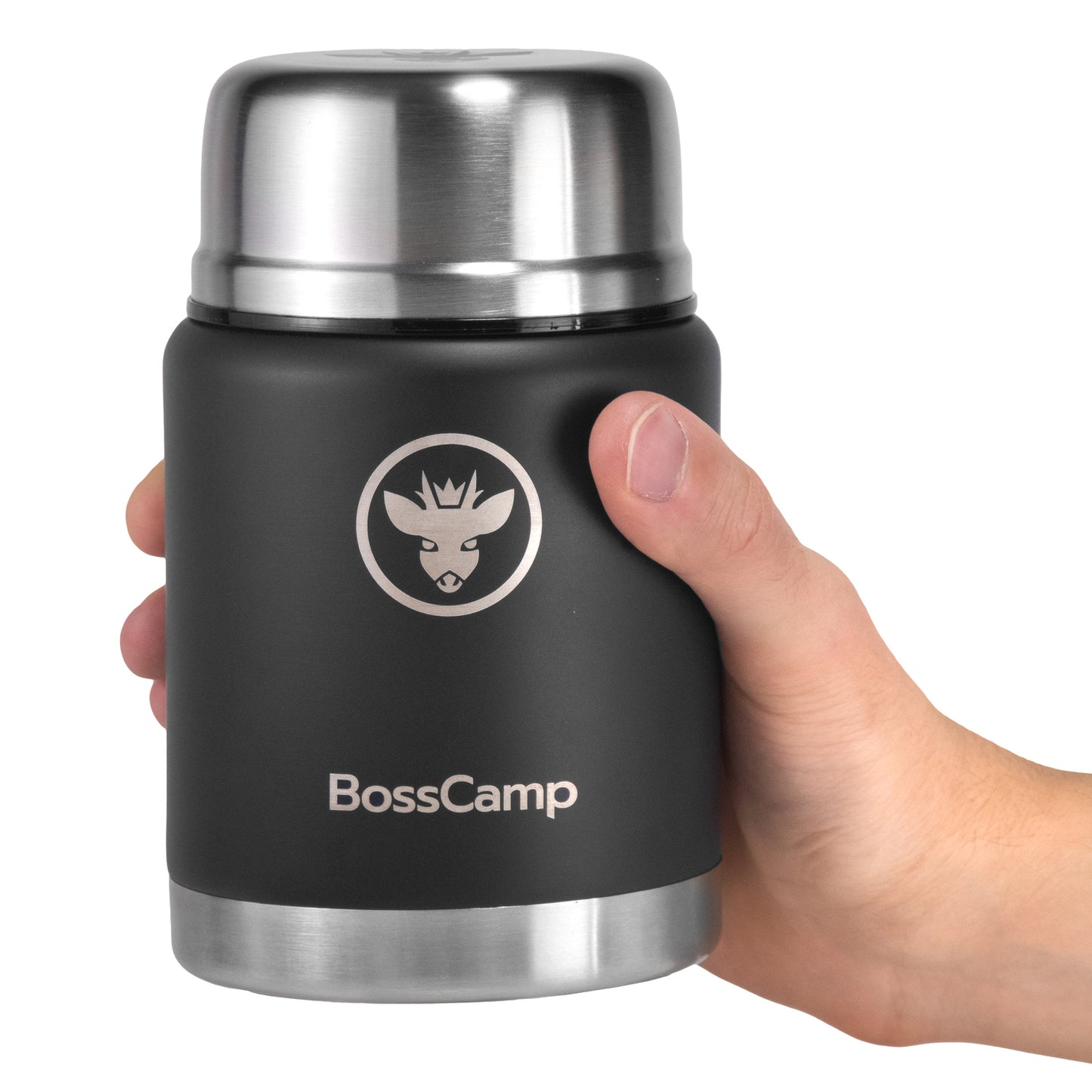 Termo Comida BossCamp 500 ml Negro Acero Inox Bolso Cuchara