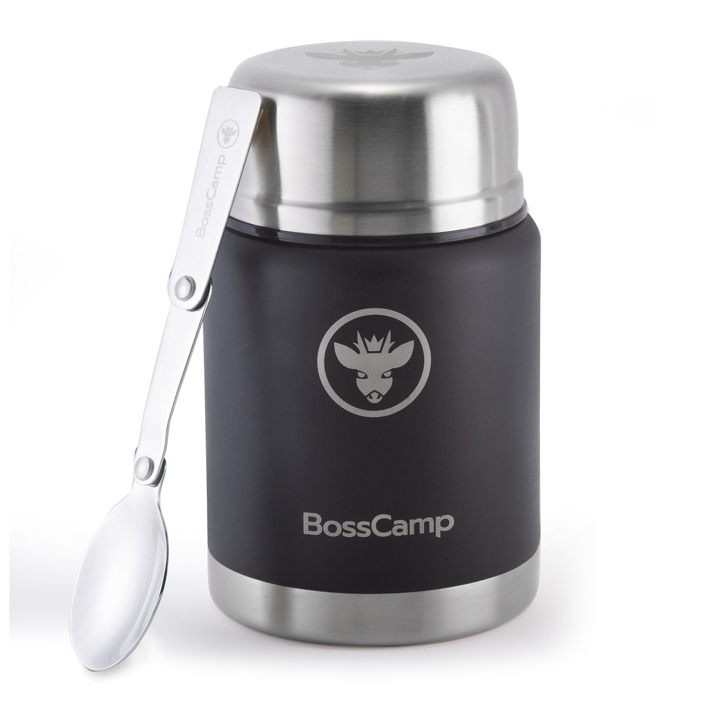 Termo Comida BossCamp 500 ml Negro Acero Inox Bolso Cuchara