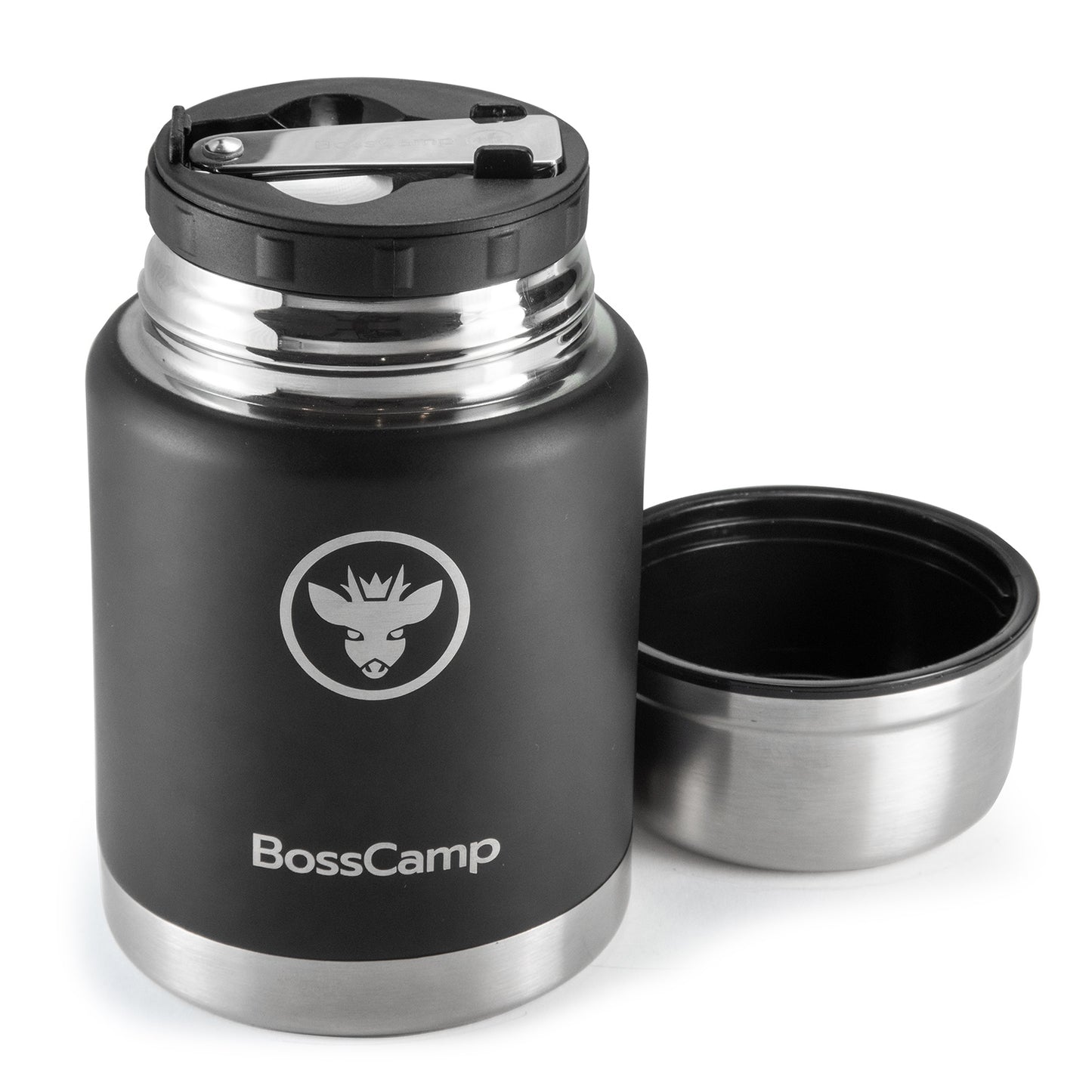 Termo Comida BossCamp 500 ml Negro Acero Inox Bolso Cuchara