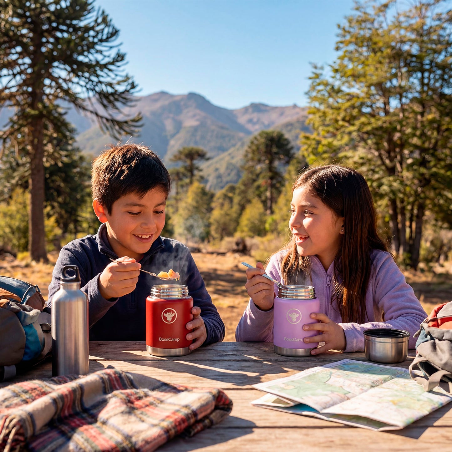 Termo Comida BossCamp 500 ml Azul Acero Inox Bolso Cuchara