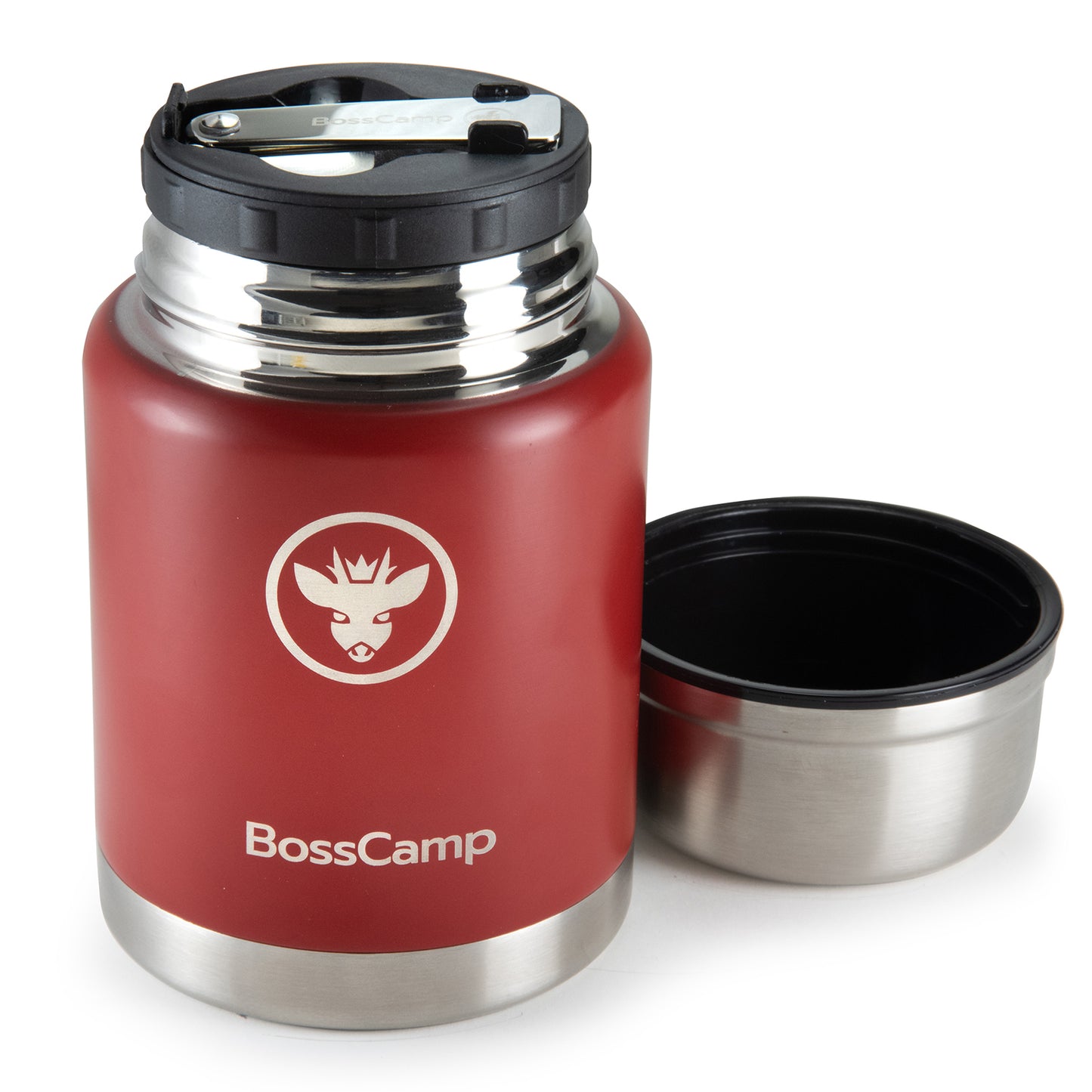 Termo Comida BossCamp 500 ml Rojo Acero Inox Bolso Cuchara