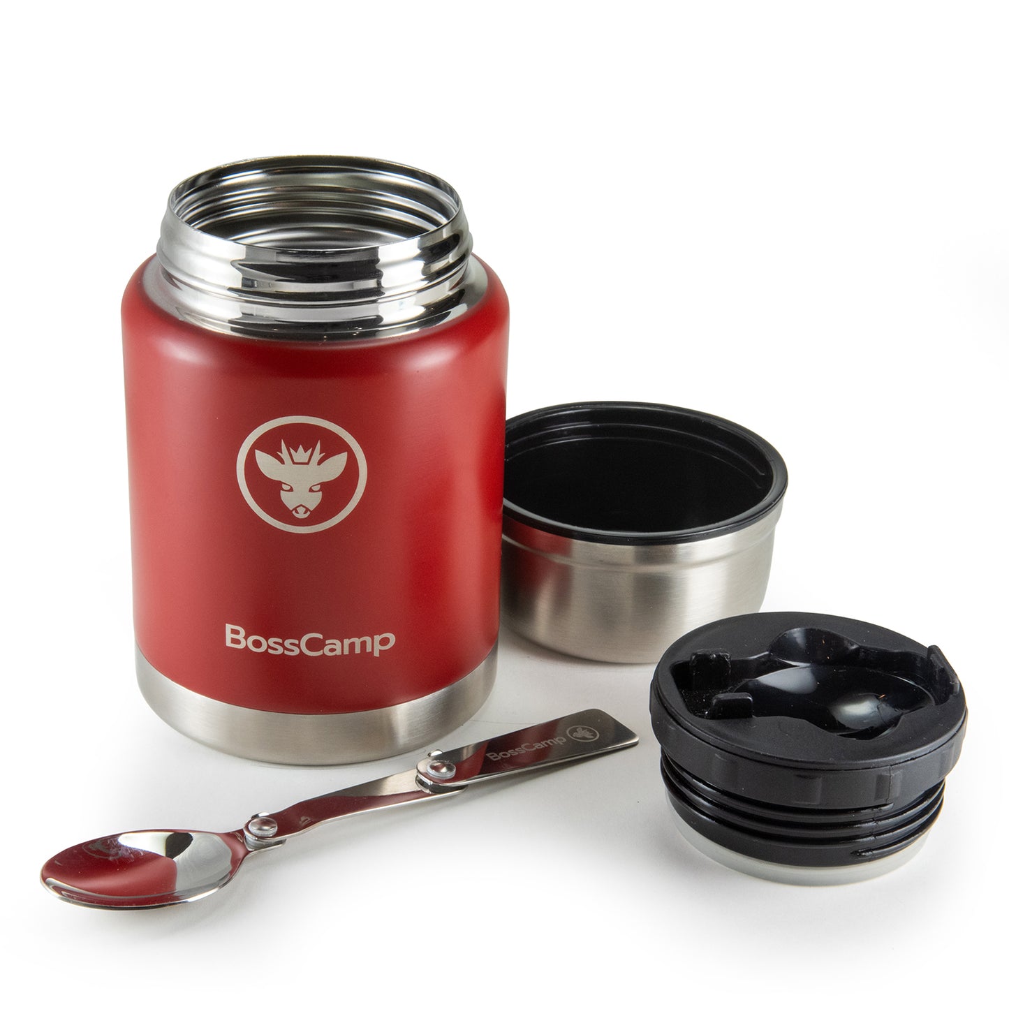 Termo Comida BossCamp 500 ml Rojo Acero Inox Bolso Cuchara