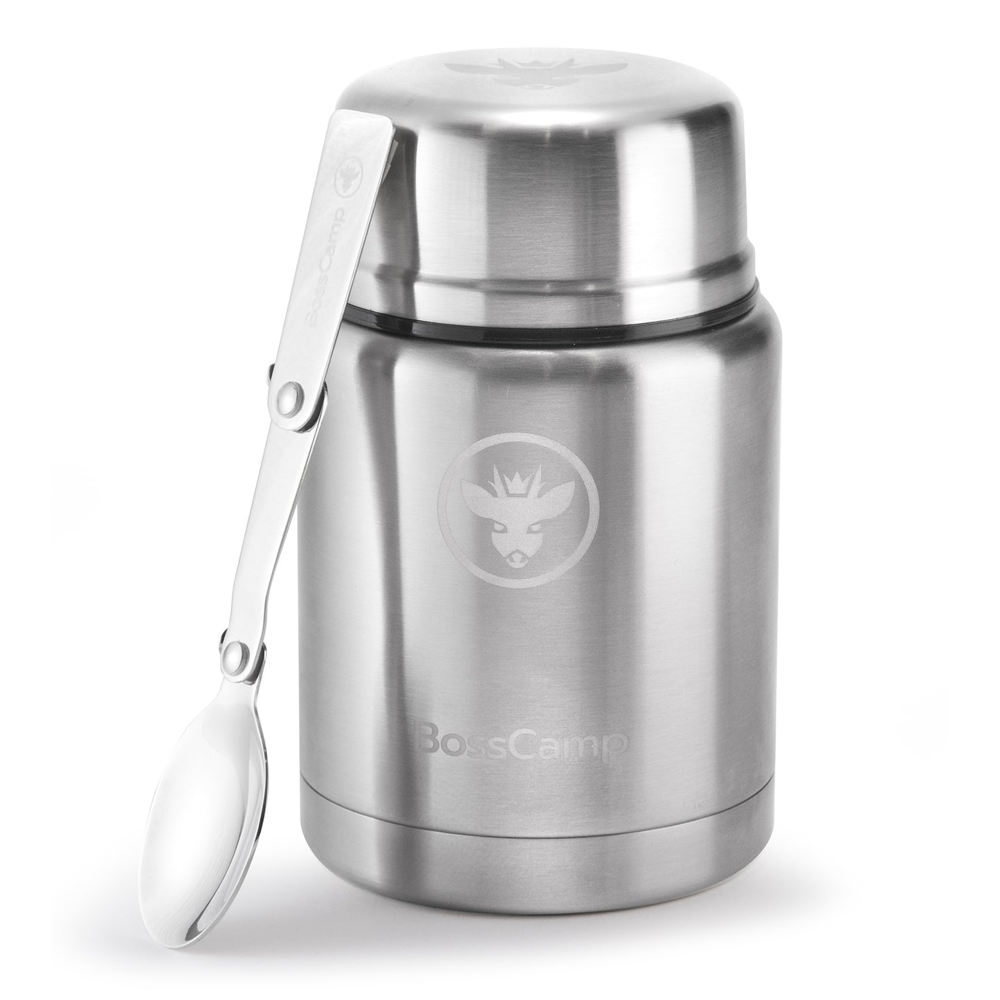 Termo Comida BossCamp 500 ml Plata Acero Inox Bolso Cuchara