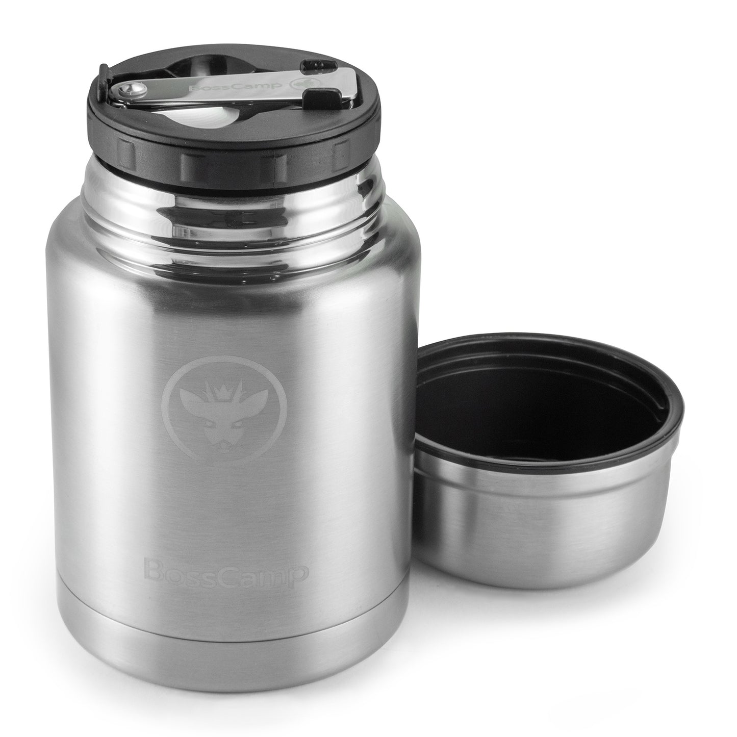 Termo Comida BossCamp 500 ml Plata Acero Inox Bolso Cuchara