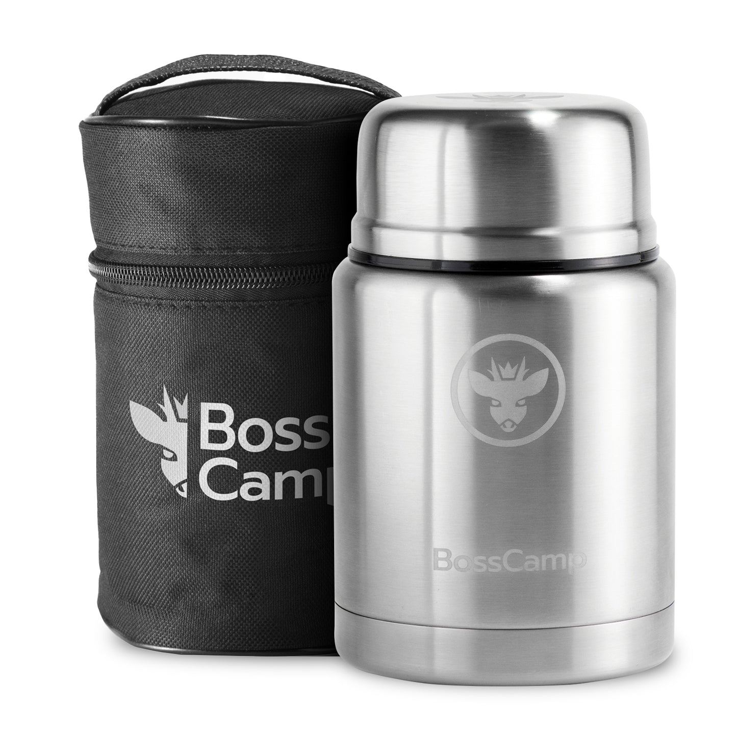 Termo Comida BossCamp 500 ml Plata Acero Inox Bolso Cuchara