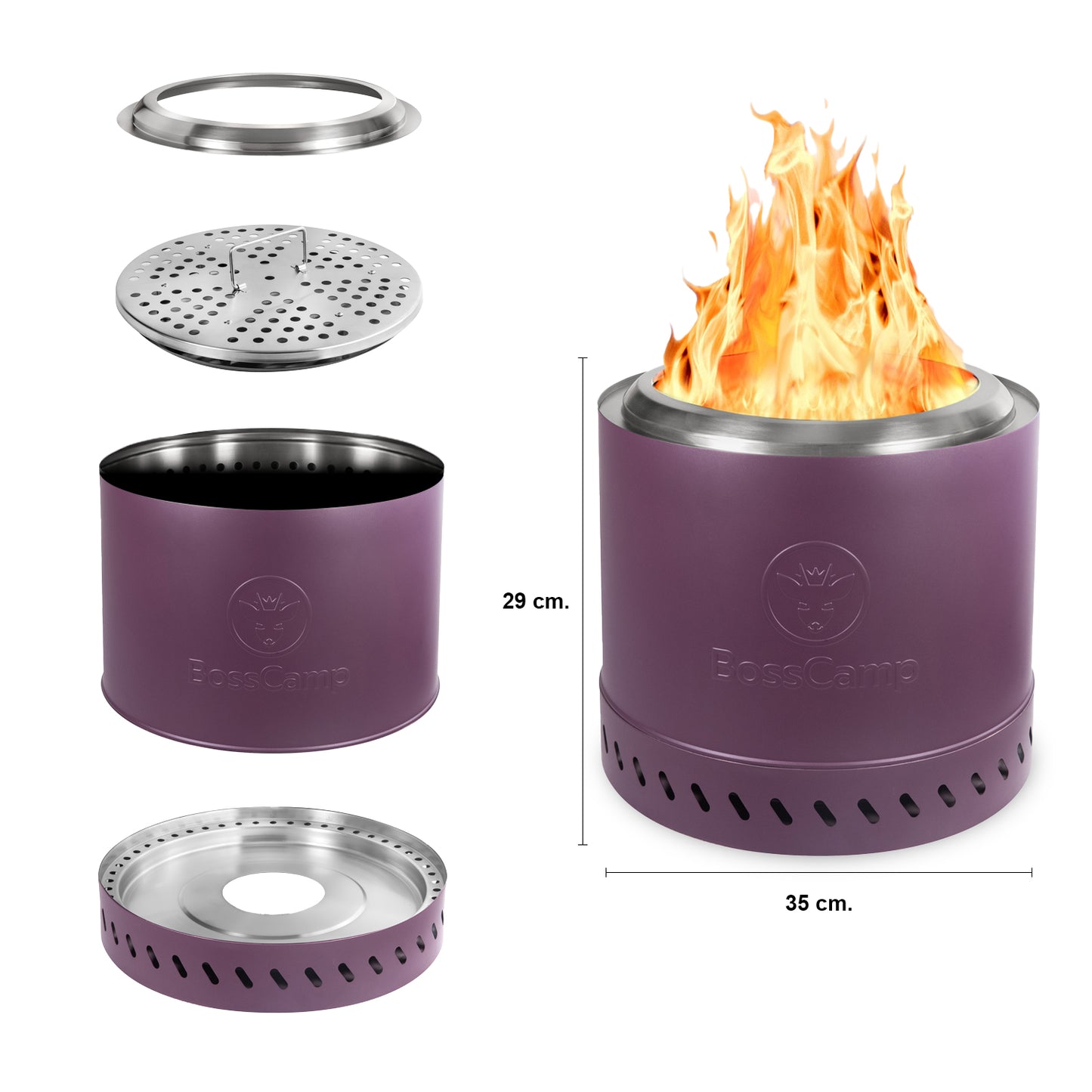 Brasero Sin Humo Fireboss 35 cm Purple