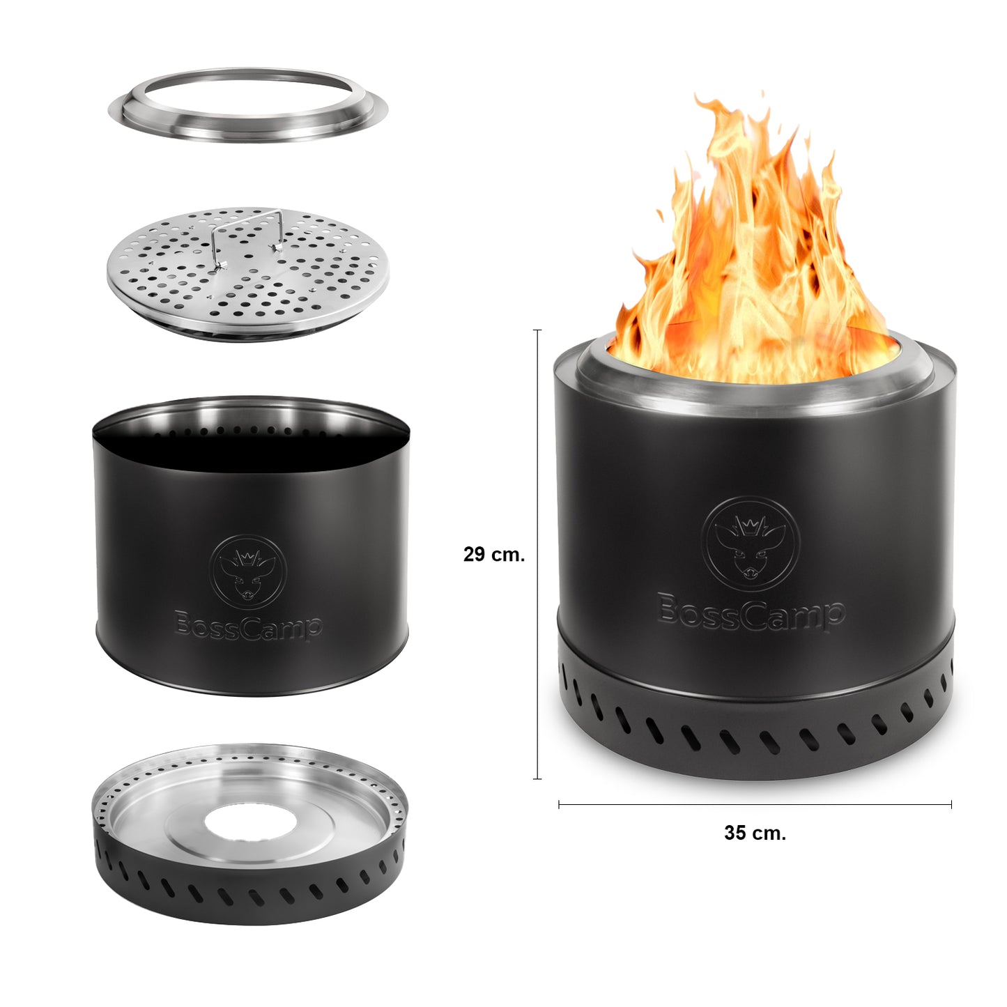 Brasero Sin Humo Fireboss 35 cm Black
