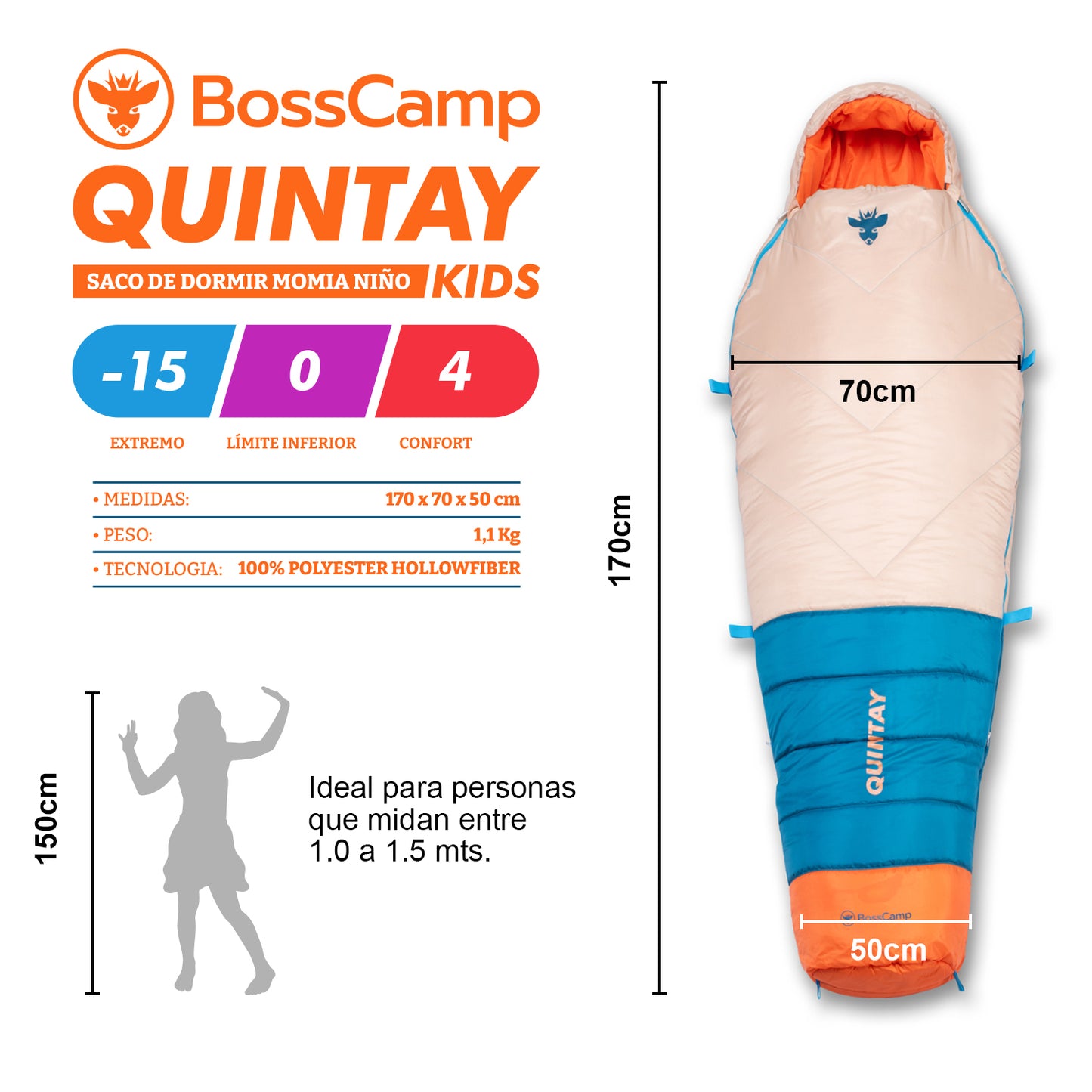 Saco de Dormir Momia Niño Quintay