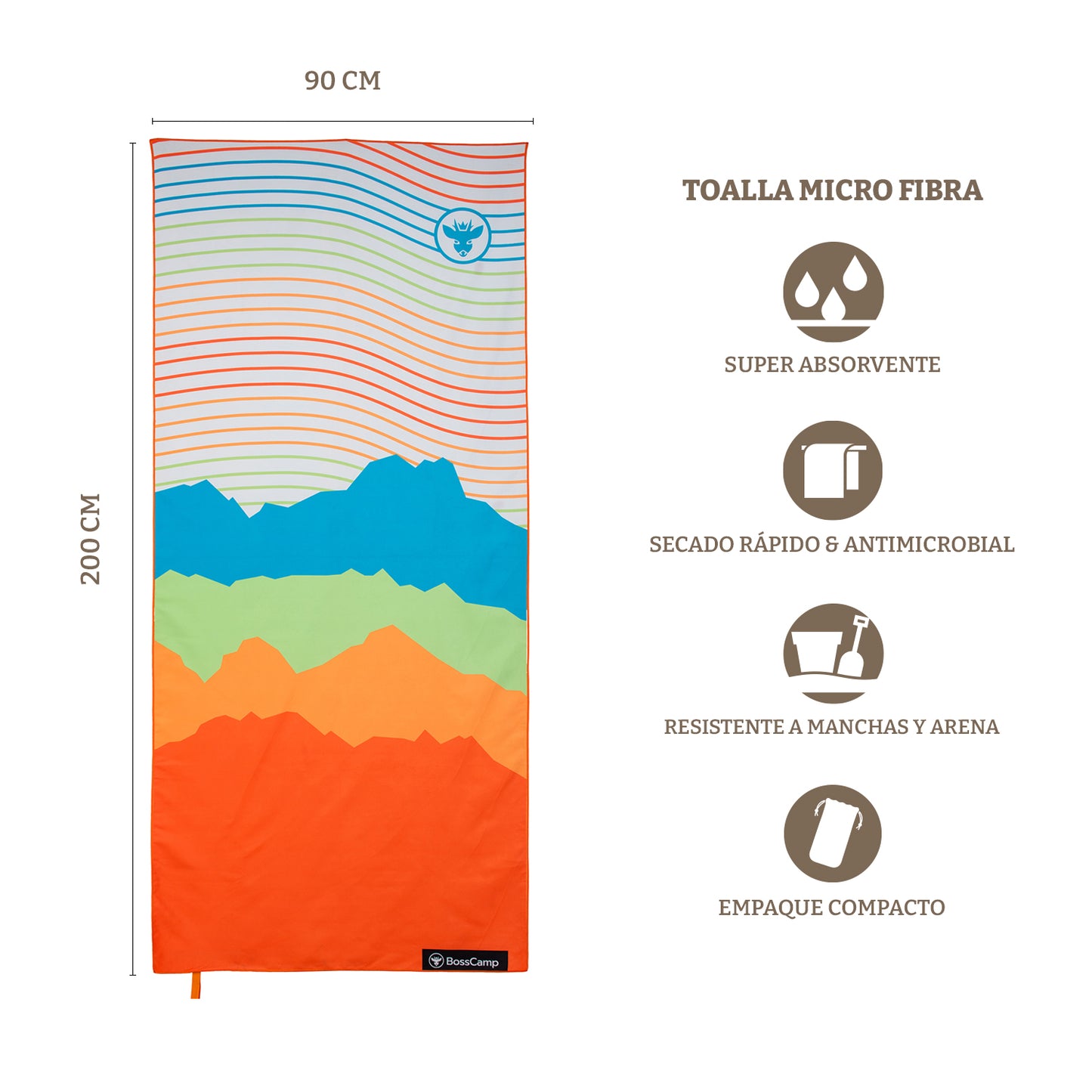 Toalla Playa Microfibra Grande XL Cielo Bosscamp (90 x 200)