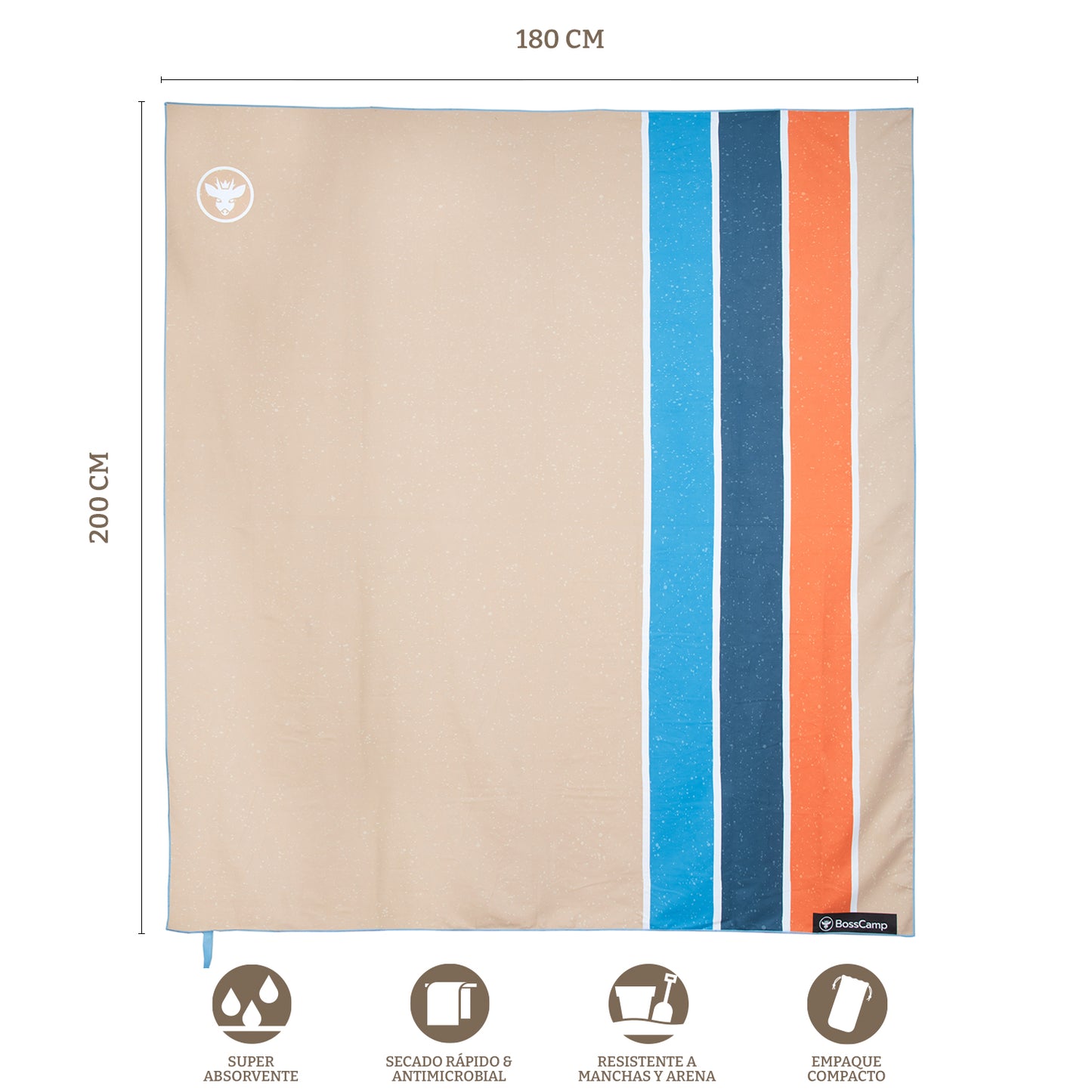 Toalla Playa Microfibra Extra Grande XXL Quintay Bosscamp (180 x 200)