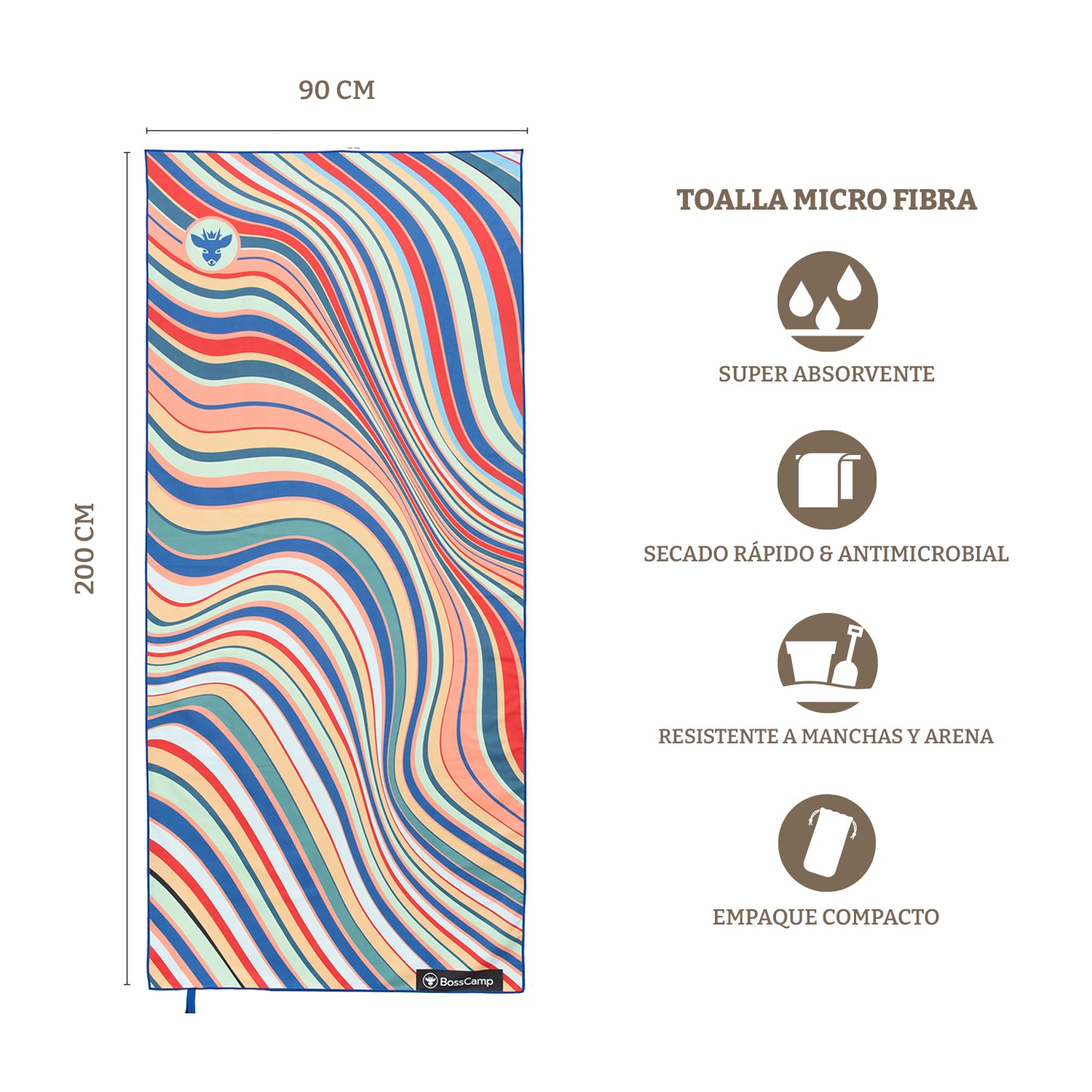 Toalla Playa Microfibra Grande XL Salar Bosscamp (90 x 200)