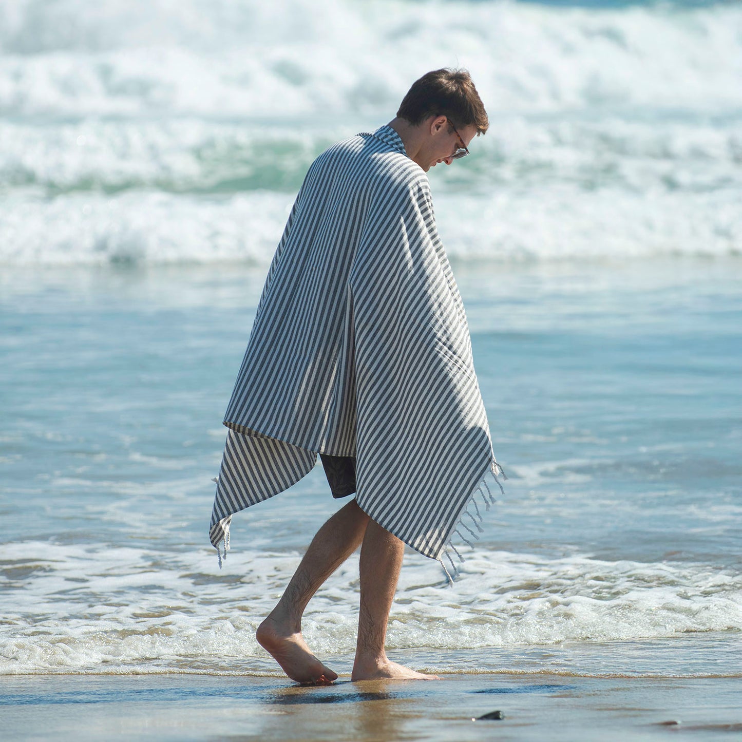 Toalla Turca 100% Algodón Línea Negra Bosscamp (100 x 180)