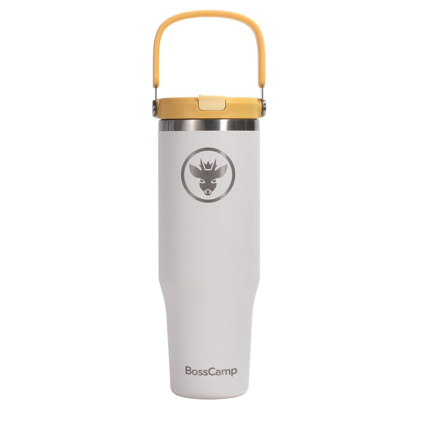 Vaso Termico Tumbler Mug Termo BossCamp 1200ml Tapa 2 en 1 Blanco