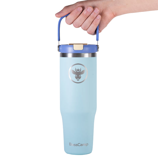 Vaso Termico Tumbler Mug Termo BossCamp 1200ml Tapa 2 en 1 Cielo