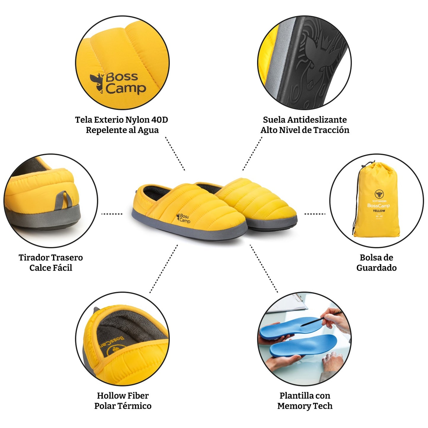 Pantufla Térmica SoftShoes Quintay Adulto Yellow