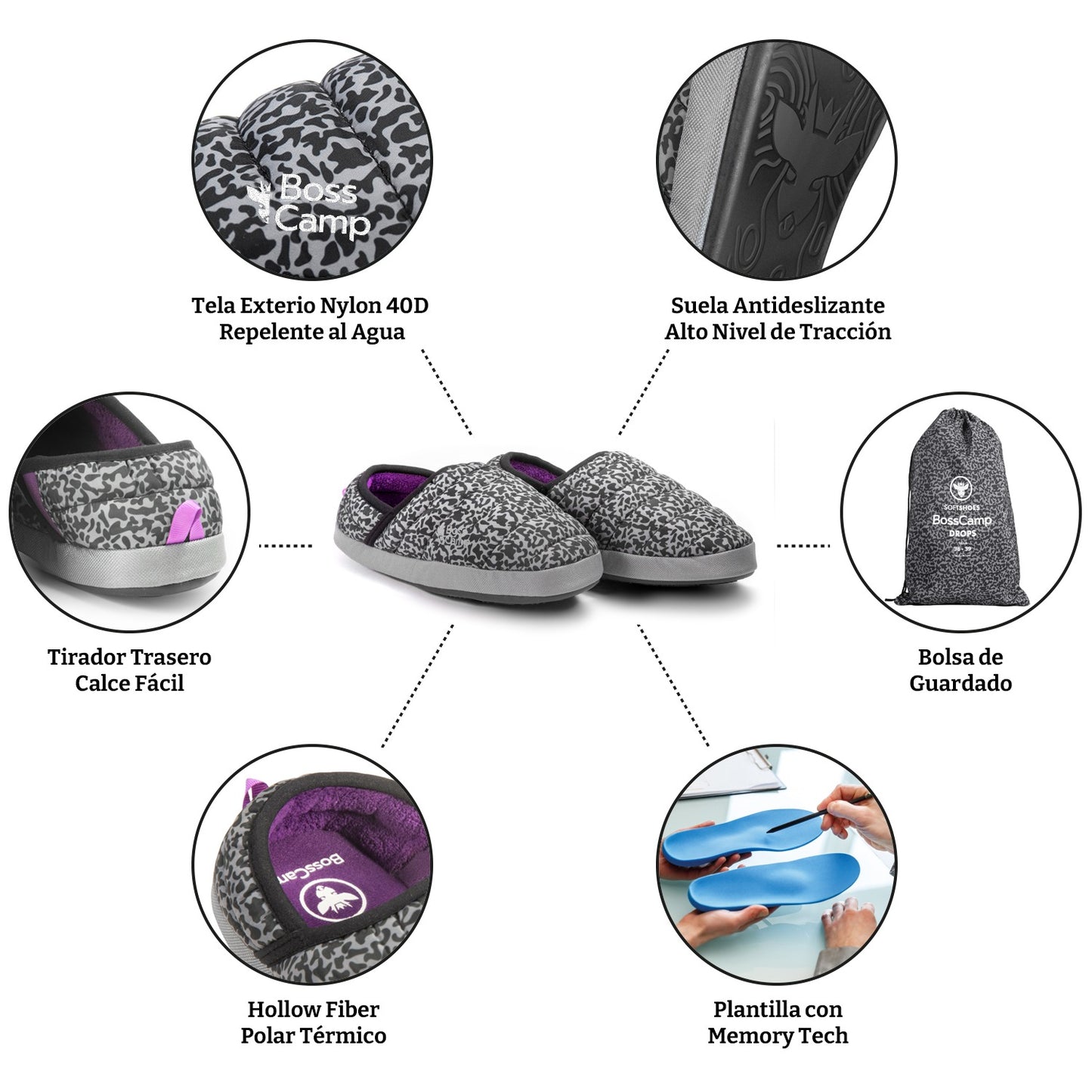 Pantufla Térmica SoftShoes Quintay Adulto Drops