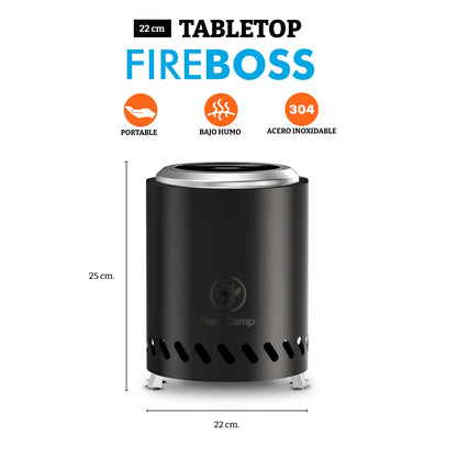Brasero Sobremesa Sin Humo Fireboss Tabletop 22 cm Black