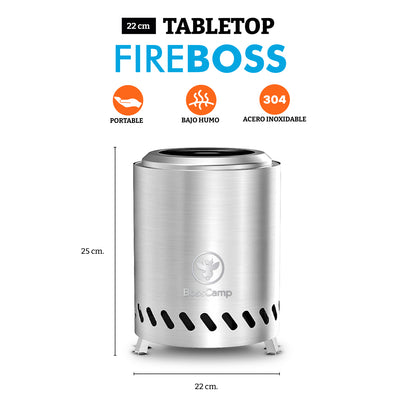 Brasero Sobremesa Sin Humo Fireboss Tabletop 22 cm Silver
