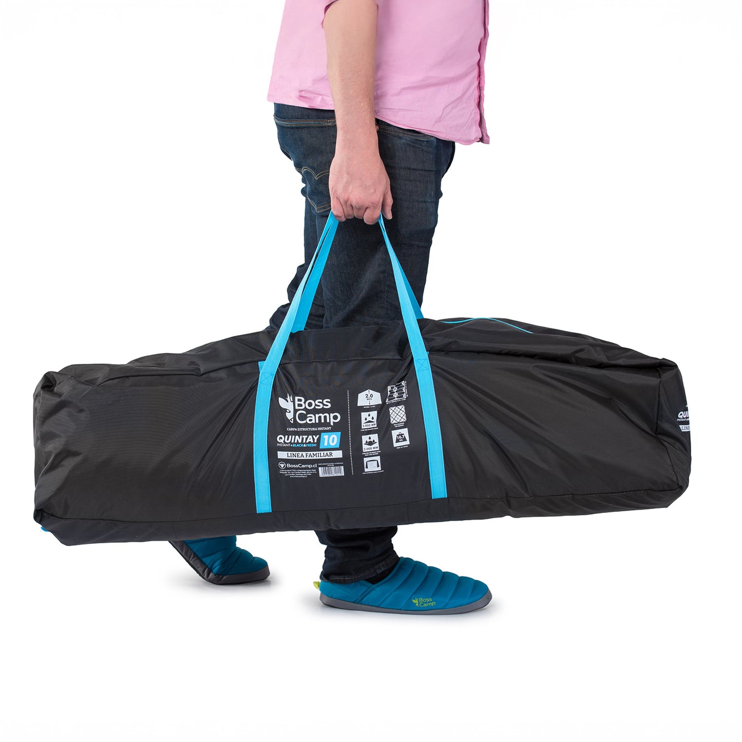 Carpa Camping Quintay 10 Personas Instant Black & Fresh 3000 Mm Cubre Techo Largo