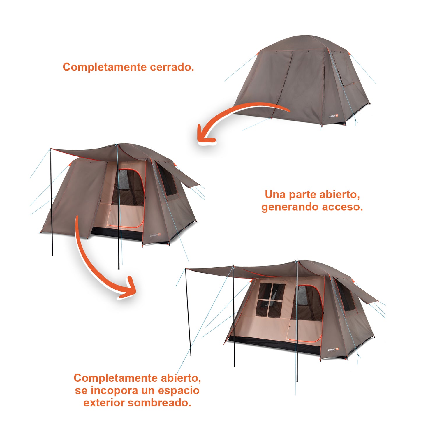 Carpa Quintay Vi 6 Personas 3000 Mm Cubre Techo Largo Toldo Extendido