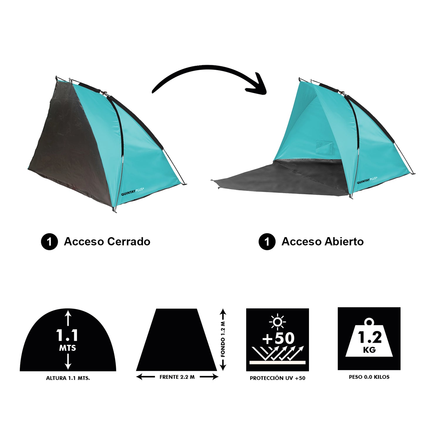 Carpa Paraviento De Playa Quintay Plus Con Filtro UV 50+