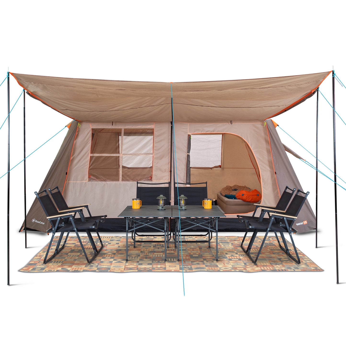 Carpa Camping Quintay 12 Personas 3000 Mm Cubre Techo Largo Toldo Extendido