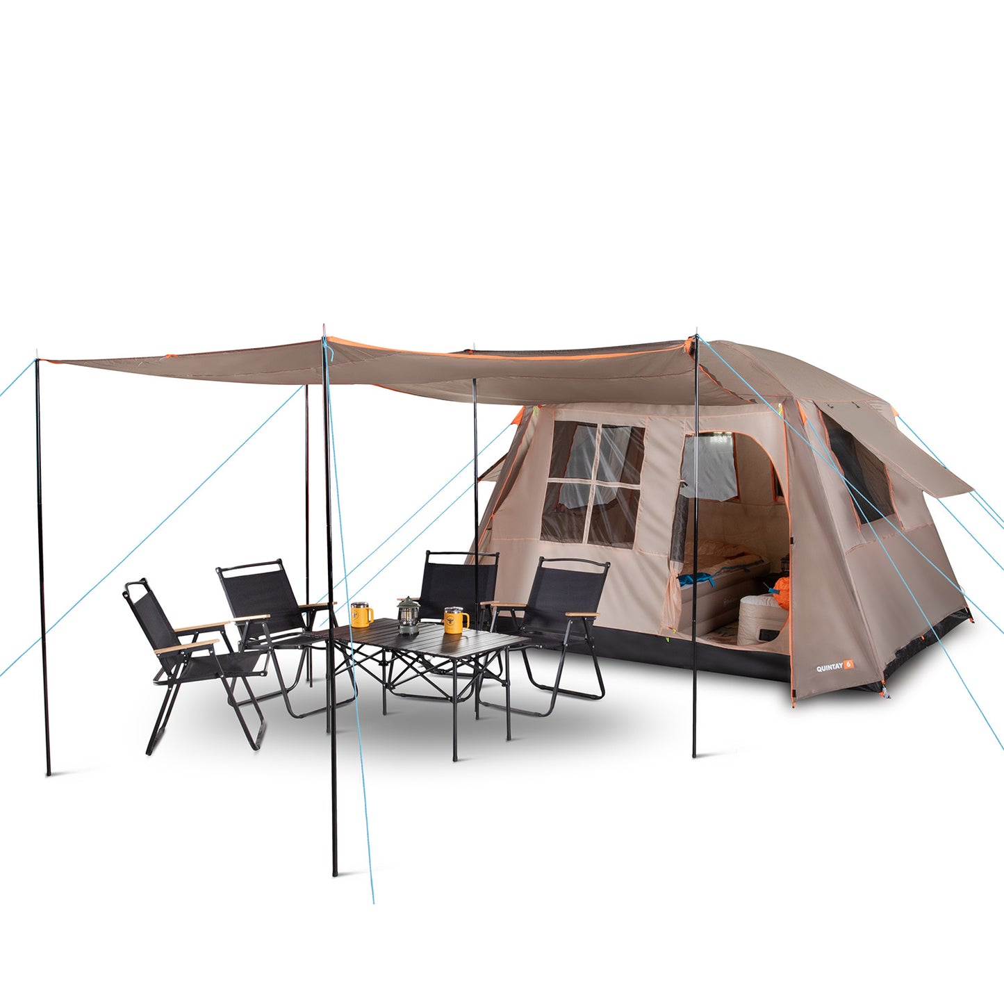 Carpa Camping Quintay 6 Personas 3000 Mm Cubre Techo Largo Toldo Extendido