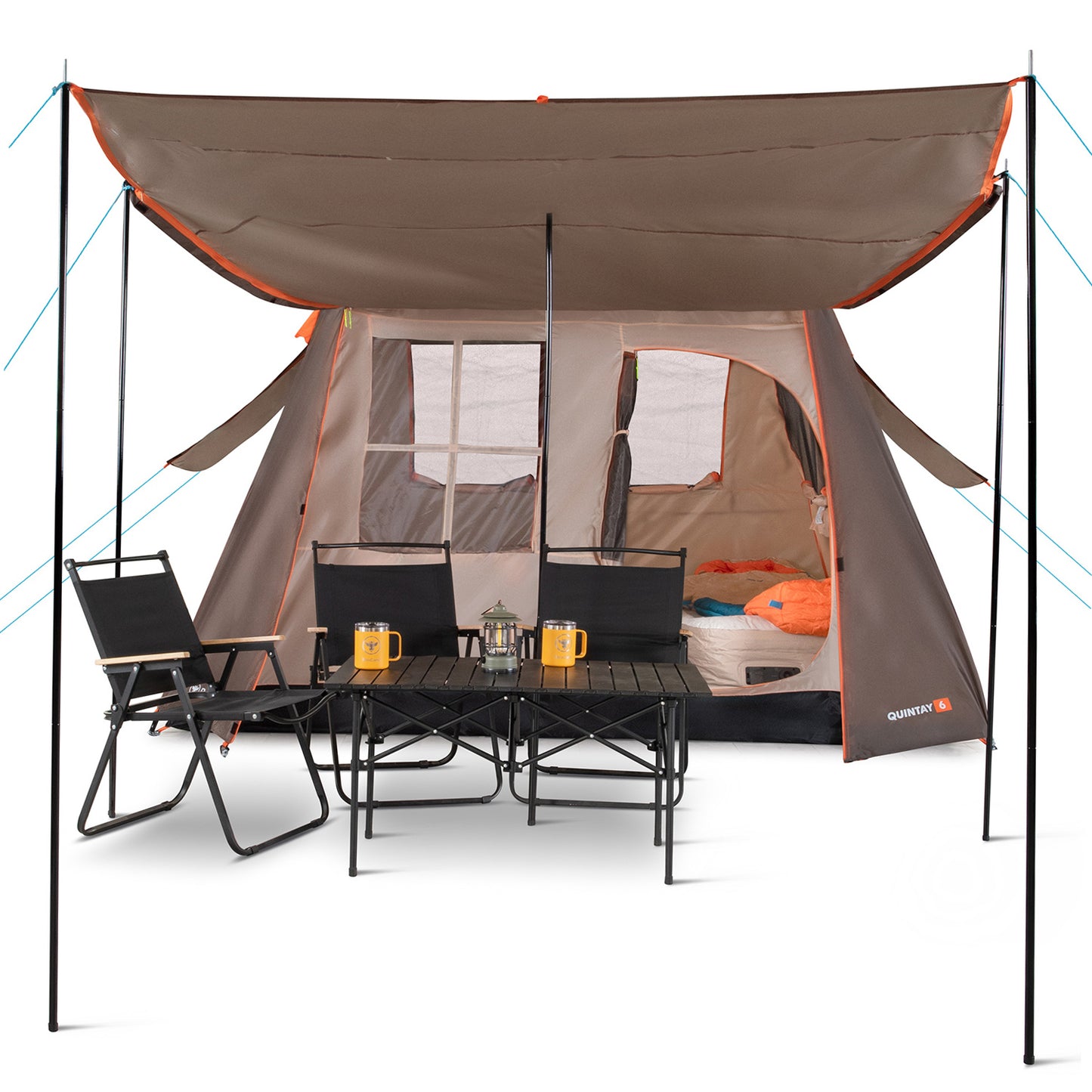 Carpa Camping Quintay 6 Personas 3000 Mm Cubre Techo Largo Toldo Extendido