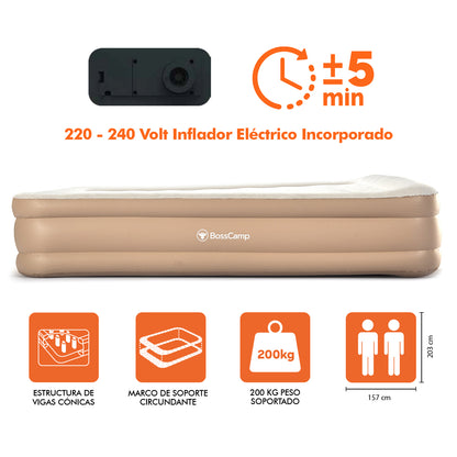 Colchón Cama Inflable Eléctrico Queen BossCamp 2 plazas