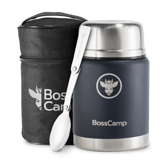 Termo Comida BossCamp 500 ml Azul Acero Inox Bolso Cuchara