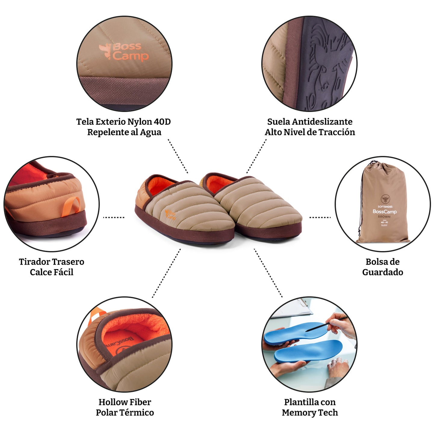 Pantufla Térmica SoftShoes Quintay Adulto Brown