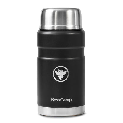 Termo Comida BossCamp 750 ml Negro Acero Inox Bolso Cuchara
