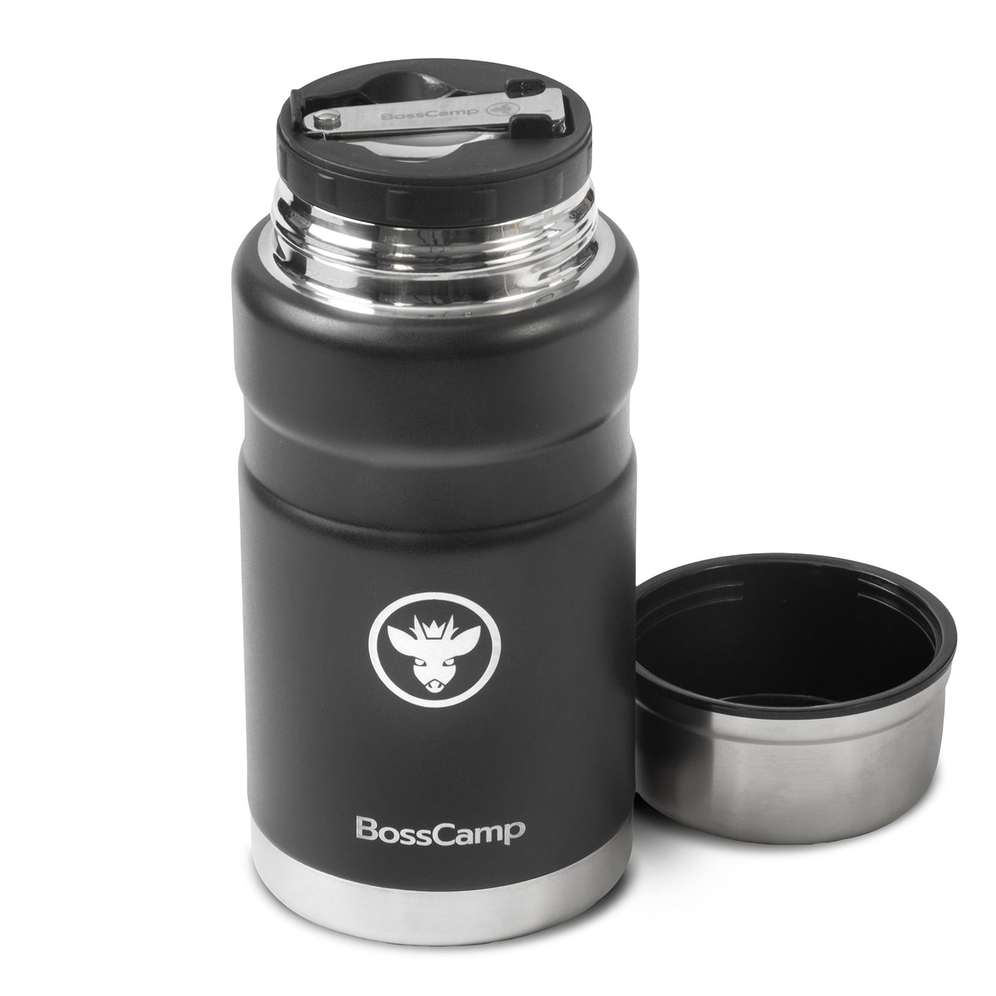 Termo Comida BossCamp 750 ml Negro Acero Inox Bolso Cuchara