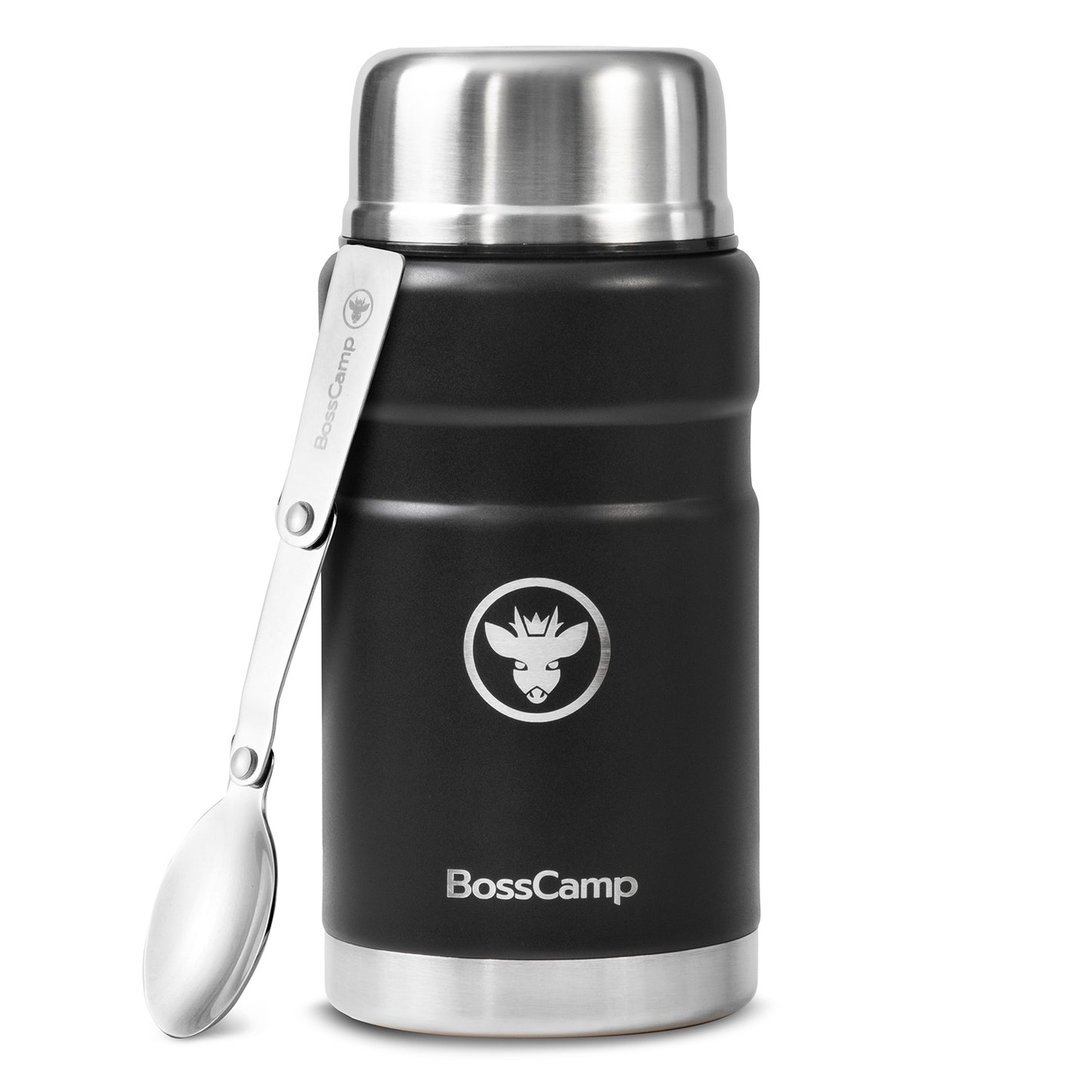 Termo Comida BossCamp 750 ml Negro Acero Inox Bolso Cuchara