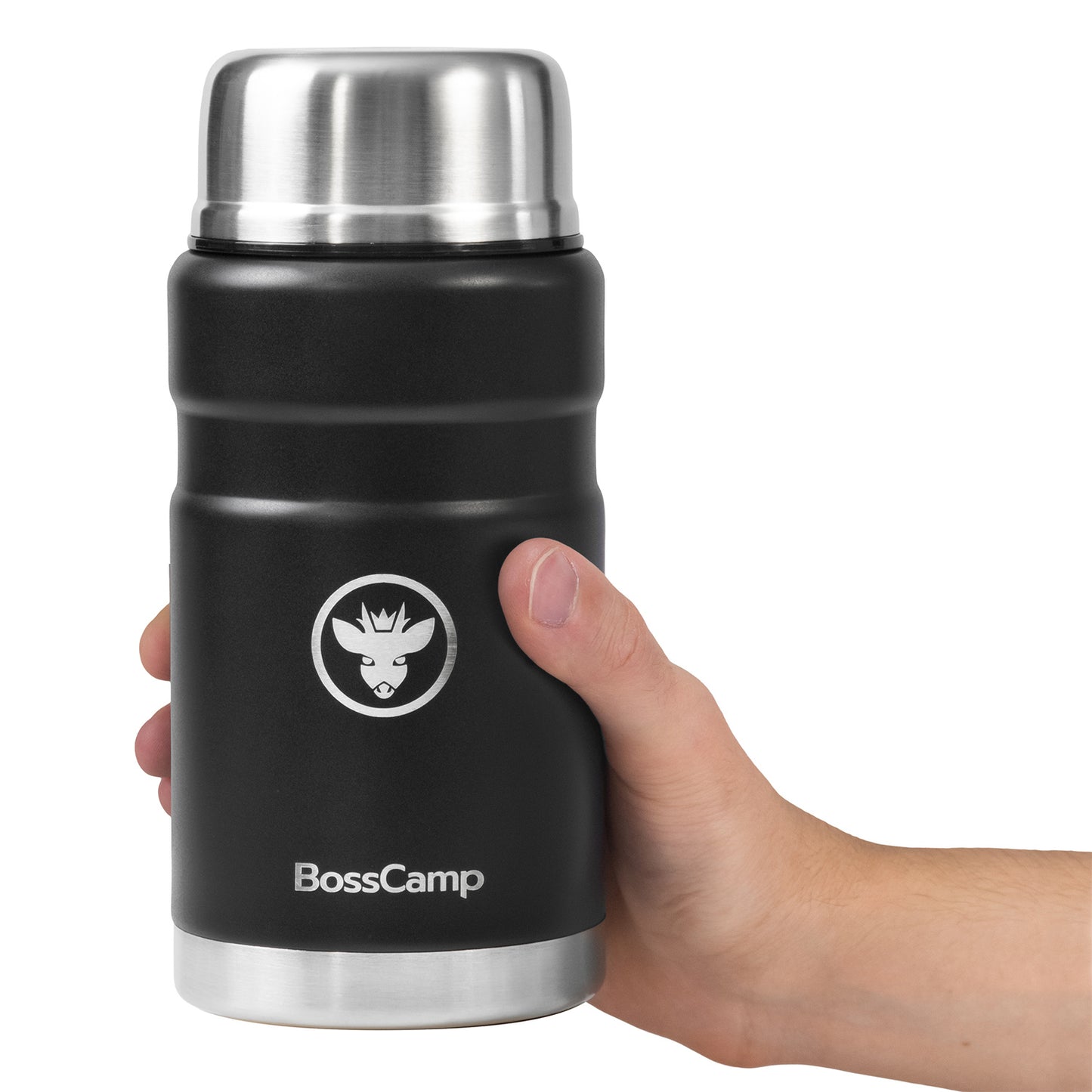 Termo Comida BossCamp 750 ml Negro Acero Inox Bolso Cuchara