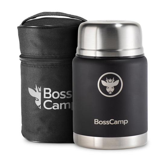 Termo Comida BossCamp 500 ml Negro Acero Inox Bolso Cuchara