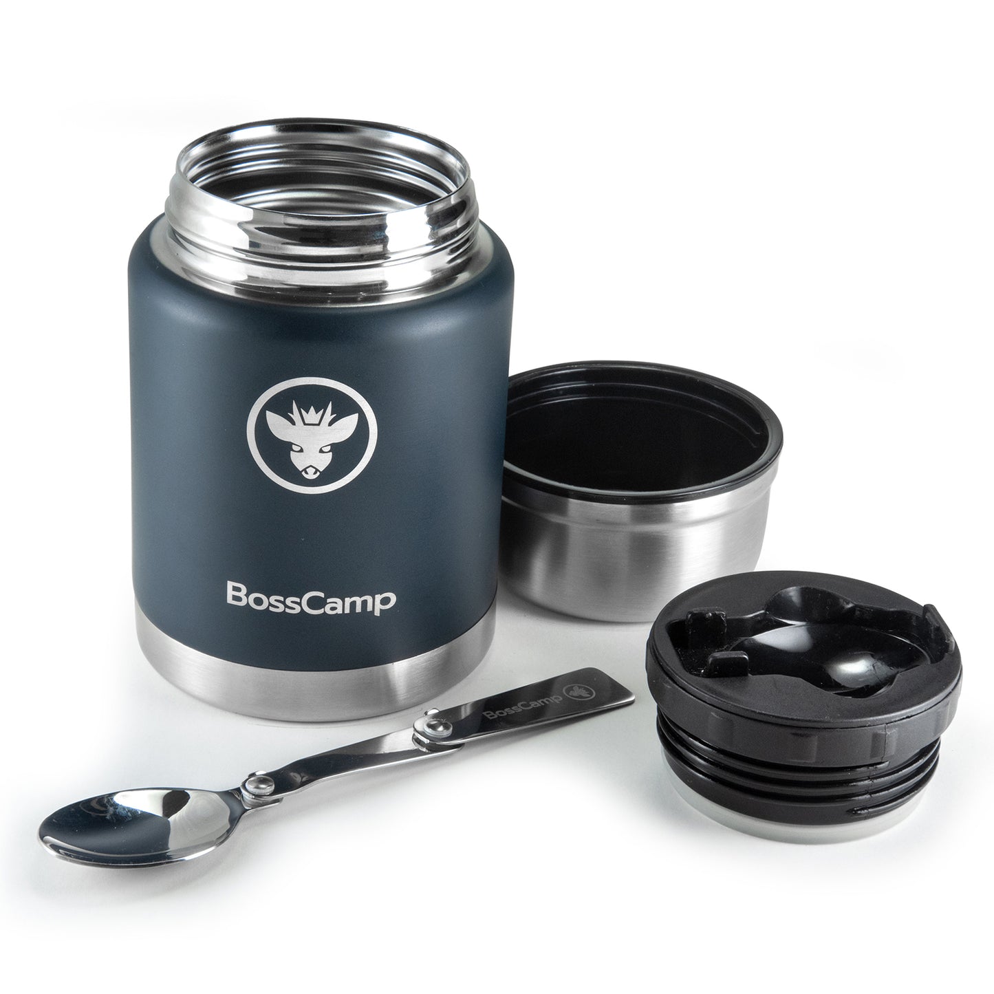 Termo Comida BossCamp 500 ml Azul Acero Inox Bolso Cuchara