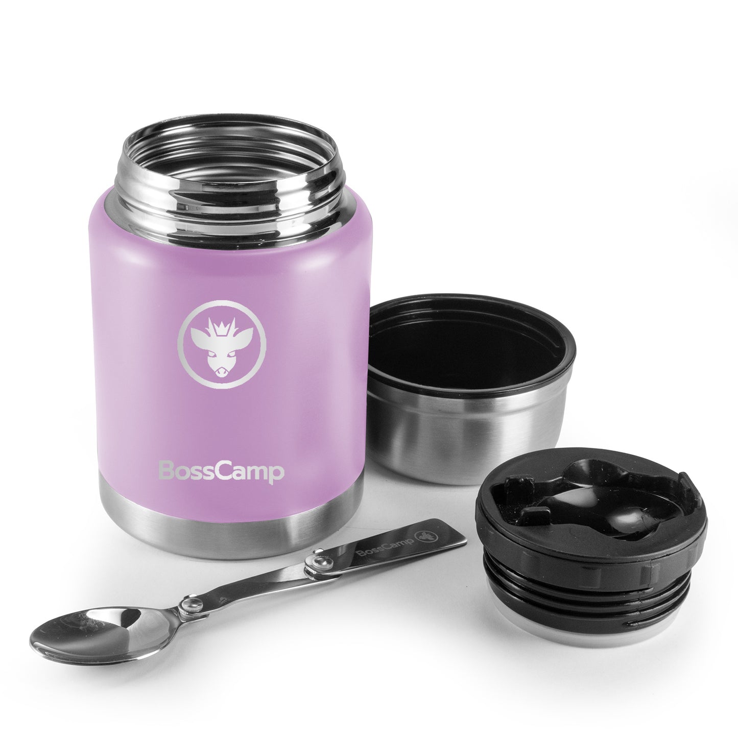 Termo Comida BossCamp 500 ml Lila Acero Inoxidable Bolso Cuchara