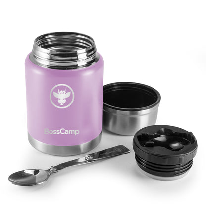 Termo Comida BossCamp 500 ml Lila Acero Inoxidable Bolso Cuchara